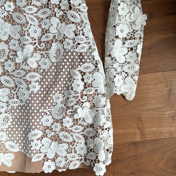 SELF PORTRAIT White Flower Lace Mini Dress / UK 6 / US 2 - Picture 4 of 10